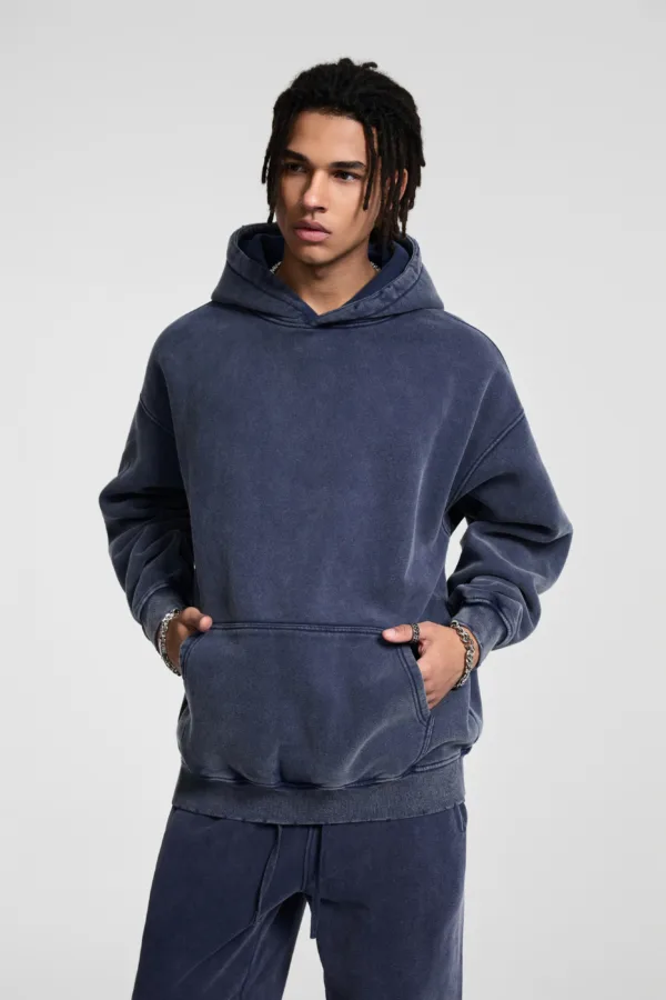 9e5e8afa C-HL23842 Tie-Dye Washed Distressed Fleece-Lined Hooded SweatshirtC-