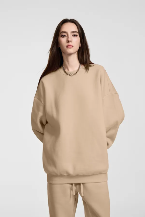 C-HL23803 Fleece-Lined Thickened Loose Crewneck Sweatshirt