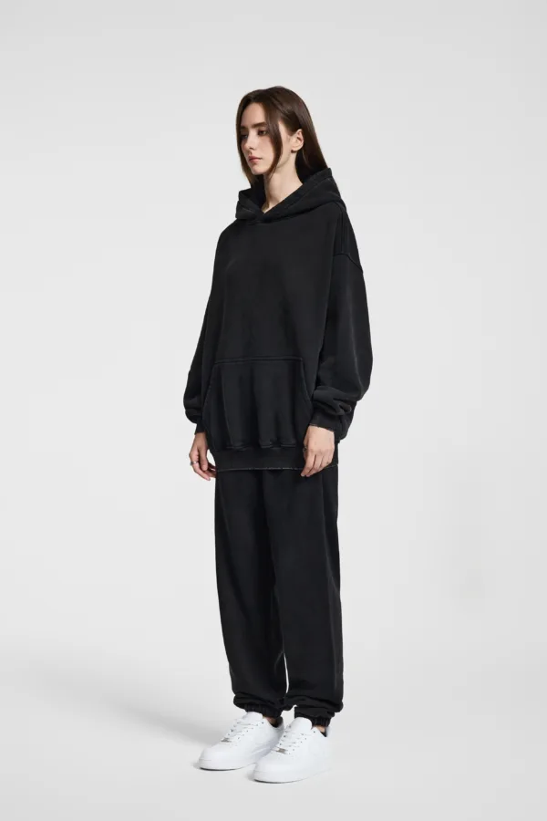 C-23842 + C-23843 Batik Wash Vintage Distressed Fleece Hoodie Two-Piece Set