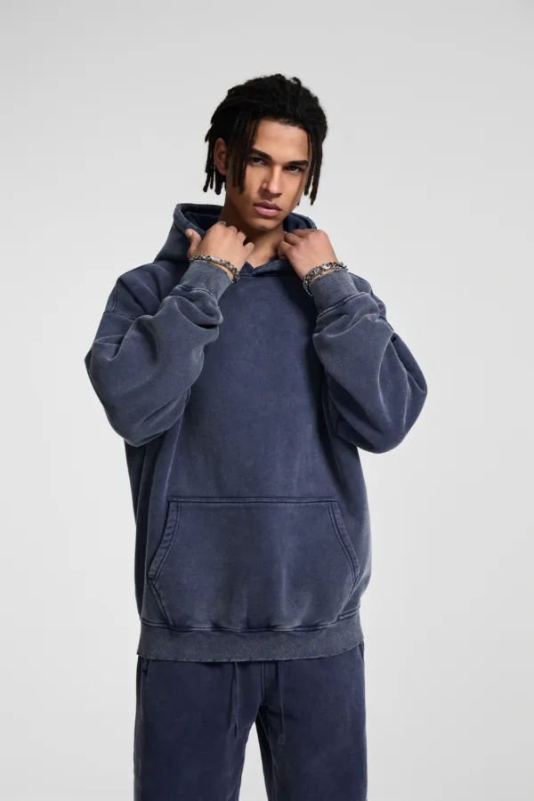 a1d22437 C-HL23842 Tie-Dye Washed Distressed Fleece-Lined Hooded SweatshirtC-