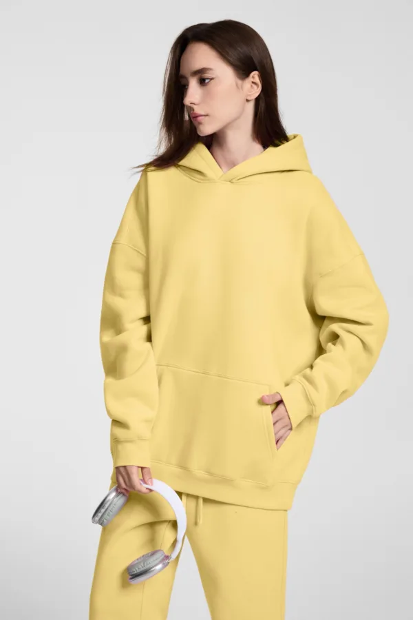 C-HL23807 Fleece-Lined Thickened Loose-Fit Hooded Sweatshirt