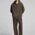 C-1305 + C-1306 Pigment Wash Stir-Fried Snowflake Vintage Distressed Fleece Hoodie Two-Piece Set