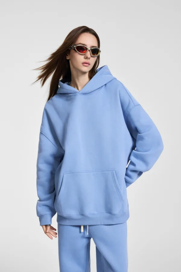 C-HL23807 Fleece-Lined Thickened Loose-Fit Hooded Sweatshirt
