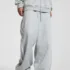 C-90989 Raw Hem Tape Spliced Loose Straight Casual Trousers