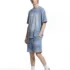 C-K1173 + C-K1174 Waffle Knit Contrast Topstitch Monkey Wash Fade Gradient Two-Piece Set