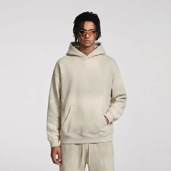 aa432e36 C-HL23819 Distressed Paint Splatter Fleece-Lined Hooded Sweatshirt