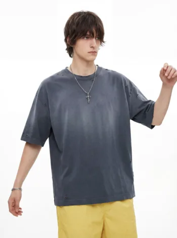 C-K1160 Washed Shoulder Distressed 305GSM T-Shirt