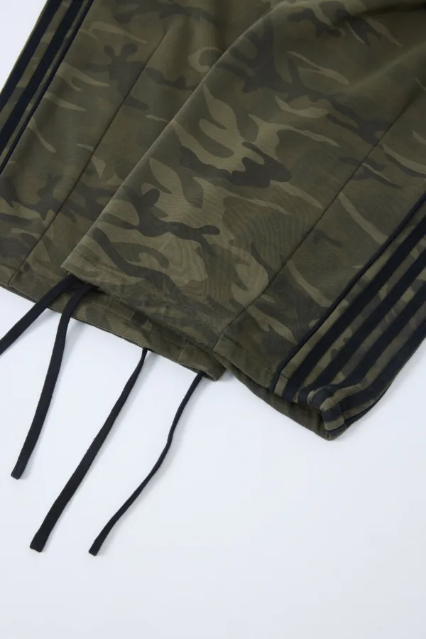 C-S26014 Heavyweight Camouflage Patchwork Drawstring Wide-Leg Pants