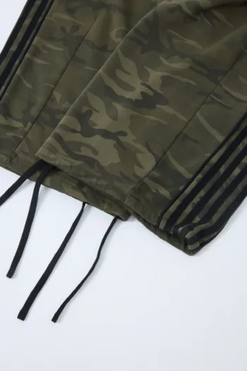 C-S26014 Heavyweight Camouflage Patchwork Drawstring Wide-Leg Pants