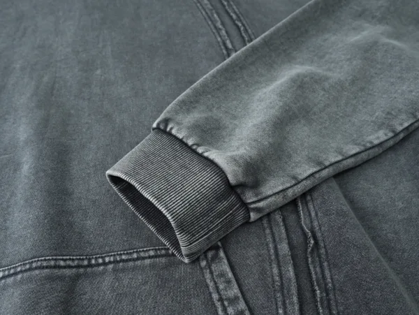 C-25277 High Street Patchwork Frayed Edge Distressed Hoodie