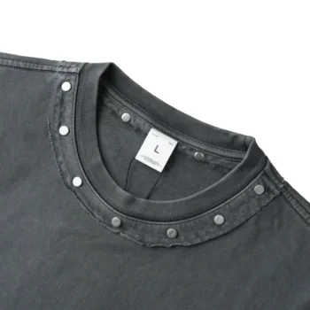 C-S26005 Vintage Washed Crew Neck Rivet 285GSM T-Shirt