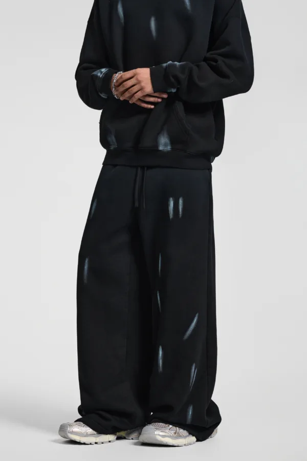 C-26021 Color Spray Washed Distressed Fleece Casual Trousers