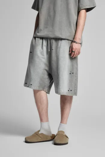 C-HL7709 Ripped Monkey Wash Shorts