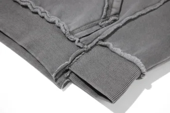 C-1305 + C-1306 Pigment Wash Stir-Fried Snowflake Vintage Distressed Fleece Hoodie Two-Piece Set