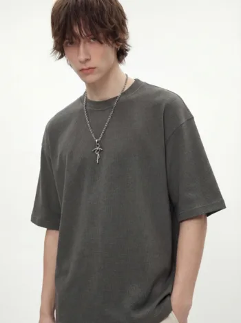 C-7603 Heavyweight Waffle Knit Short Sleeve 330GSM T-Shirt