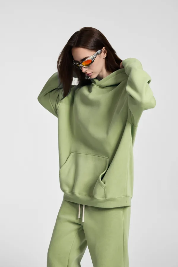 C-HL23807 Fleece-Lined Thickened Loose-Fit Hooded Sweatshirt
