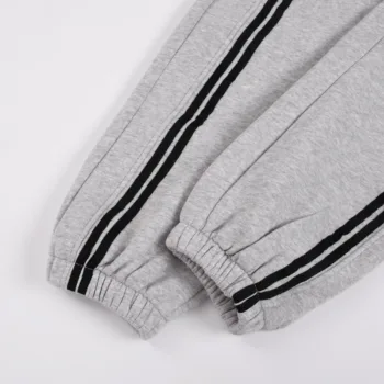 C-1221+1222 Stir-Fried Snowflake Color-Block Contrast Webbing Fleece Hoodie Se