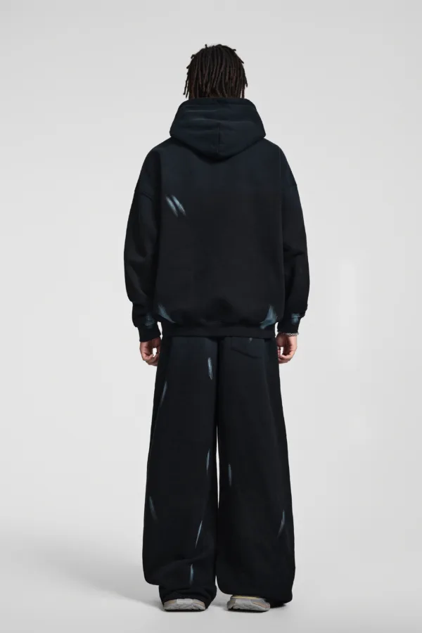 C-26021 Color Spray Washed Distressed Fleece Casual Trousers