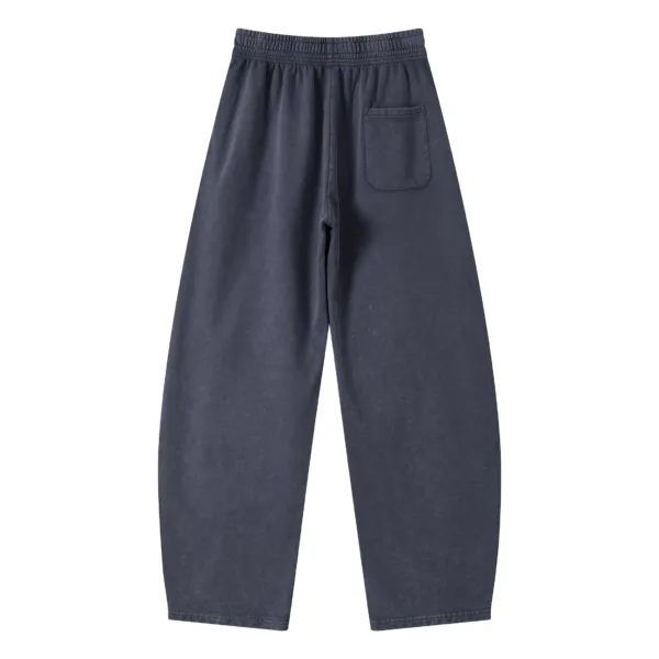 C-K1162 Heavyweight Washed Distressed Pure Cotton Loose Barrel Pants