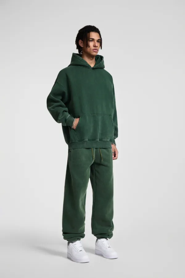 C-23842 + C-23843 Batik Wash Vintage Distressed Fleece Hoodie Two-Piece Set