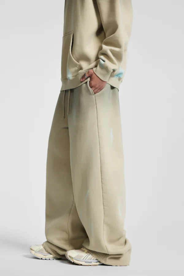 C-26021 Color Spray Washed Distressed Fleece Casual Trousers