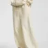 C-90989 Raw Hem Tape Spliced Loose Straight Casual Trousers