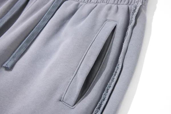 C-1282 Raw Hem Patchwork Distressed Monkey Wash Casual Trousers