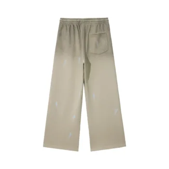 C-26021 Color Spray Washed Distressed Fleece Casual Trousers
