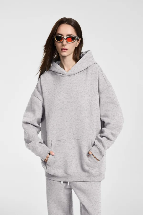 C-HL23807 Fleece-Lined Thickened Loose-Fit Hooded Sweatshirt