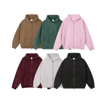 bf8f87d0 C-HL1216 Batik Washed Vintage Fleece Double-Zip Sweatshirt