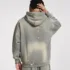 C-HL23819 Distressed Paint Splatter Fleece-Lined Hooded Sweatshirt
