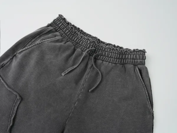 C-1258 High Street Spliced Raw Hem Washed Leisure Pants