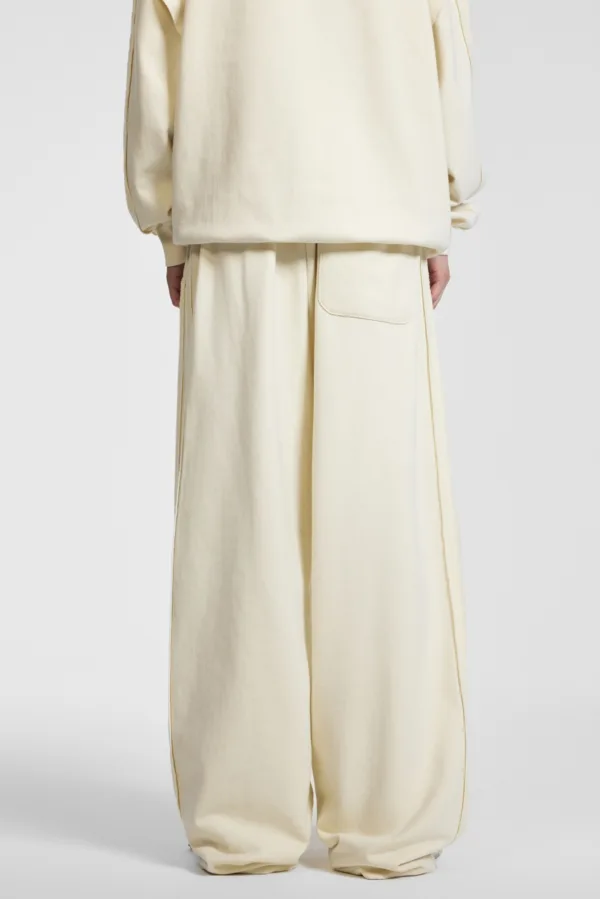 C-90989 Raw Hem Tape Spliced Loose Straight Casual Trousers