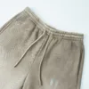 C-26021 Color Spray Washed Distressed Fleece Casual Trousers