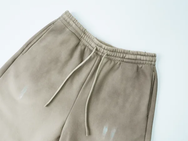 C-26021 Color Spray Washed Distressed Fleece Casual Trousers