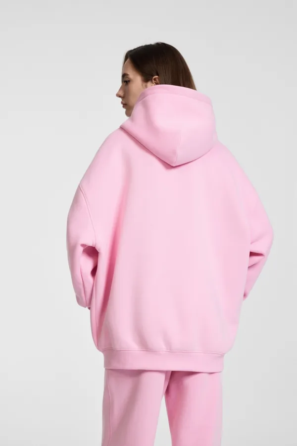 C-HL23805 Fleece-Lined Thickened Loose-Fit Zip-Up Hooded Sweatshirt