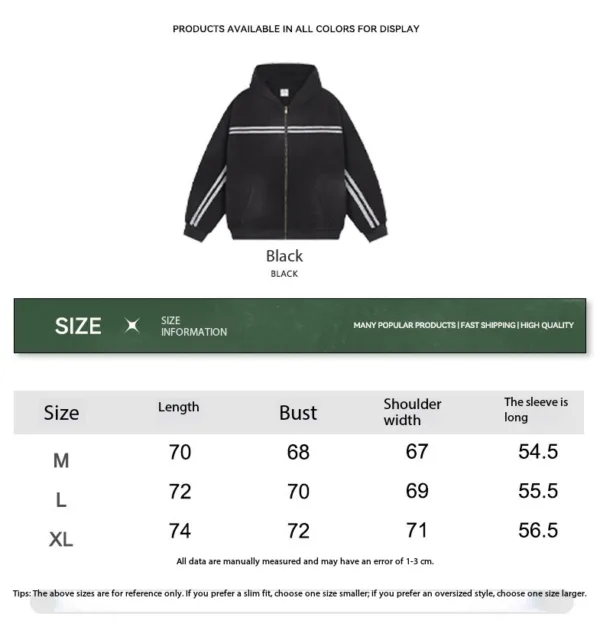 C-1227 + C-1228 Monkey Wash Color-Block Contrast Webbing Fleece Hoodie Two-Piece Set