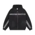 C-HL1227 Monkey Wash Color-Blocked Woven Tape Zip-Up Hoodie