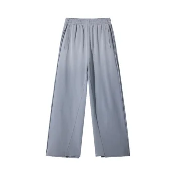 C-1282 Raw Hem Patchwork Distressed Monkey Wash Casual Trousers