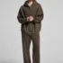C-1305 + C-1306 Pigment Wash Stir-Fried Snowflake Vintage Distressed Fleece Hoodie Two-Piece Set