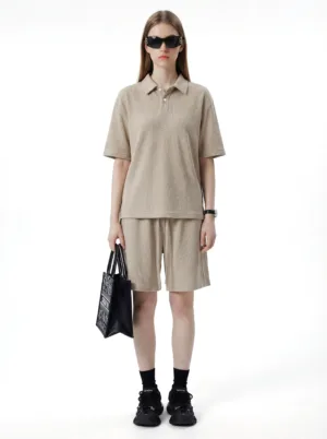 C-6605 + C-7601 Diamond Texture Waffle Fleece Hoodie Two-Piece Set