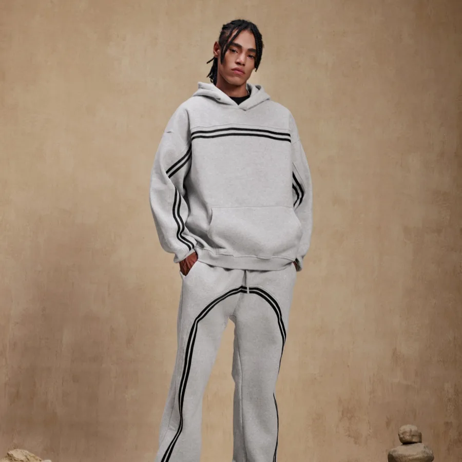 Snow Wash Fleece Hoodie Manufacturer | Distressed Seam Colorblock Tape Design | OEM ODM Clothing Factory | RAWX