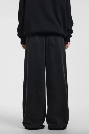 C-1258 High Street Spliced Raw Hem Washed Leisure Pants