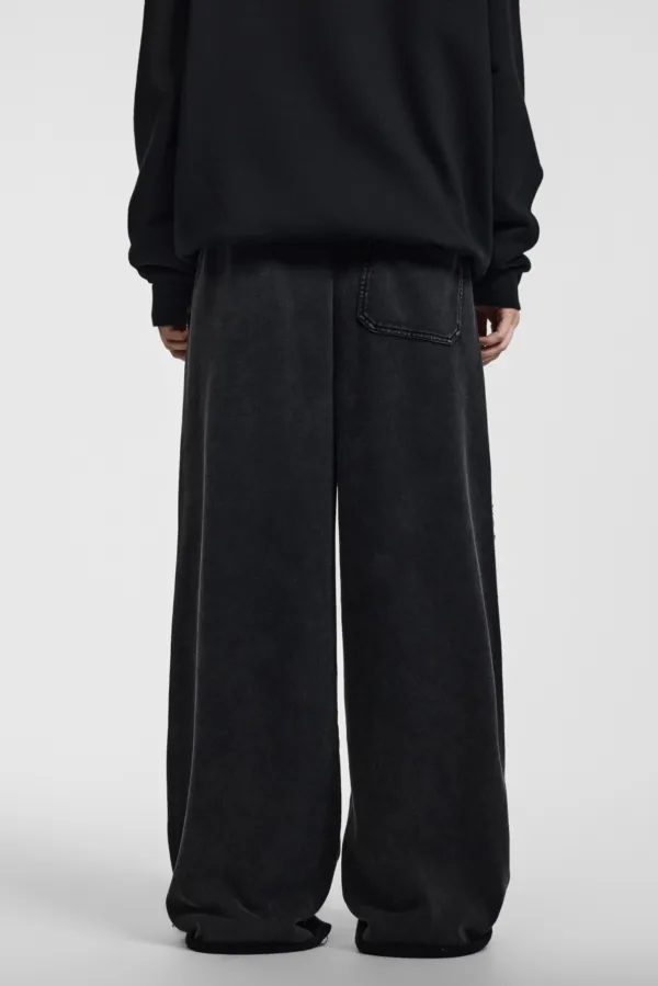 C-1258 High Street Spliced Raw Hem Washed Leisure Pants