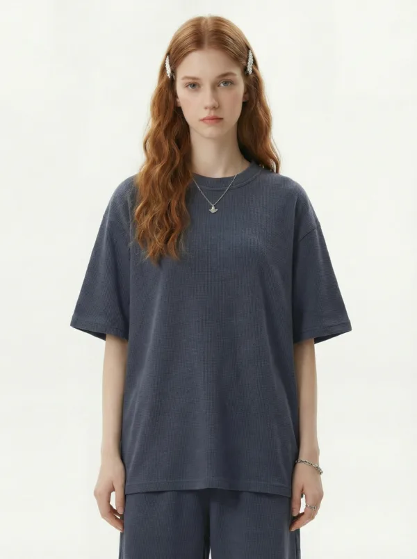 C-7603 Heavyweight Waffle Knit Short Sleeve T-Shirt