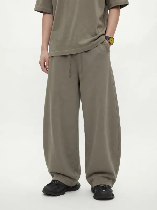 C-K1162 Heavyweight Washed Distressed Pure Cotton Loose Barrel Pants