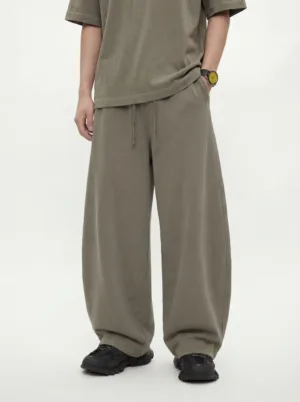 C-K1162 Heavyweight Washed Distressed Pure Cotton Loose Barrel Pants