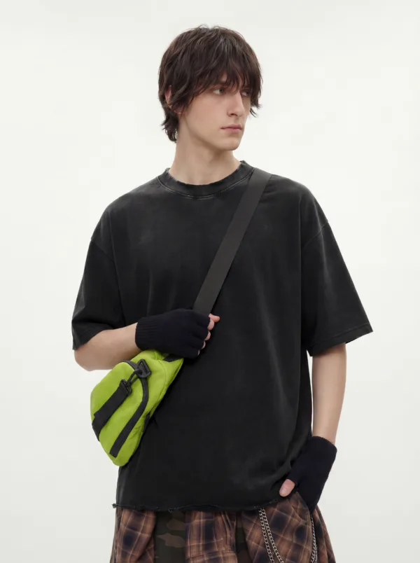 C-S26004 Distressed Raw Hem Washed Vintage T-Shirt