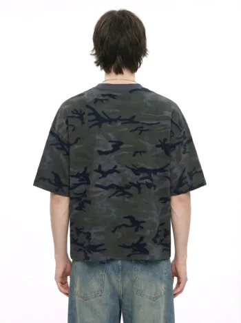 C-S26012 Boxy Vintage Camo Burnout 240GSM T-Shirt