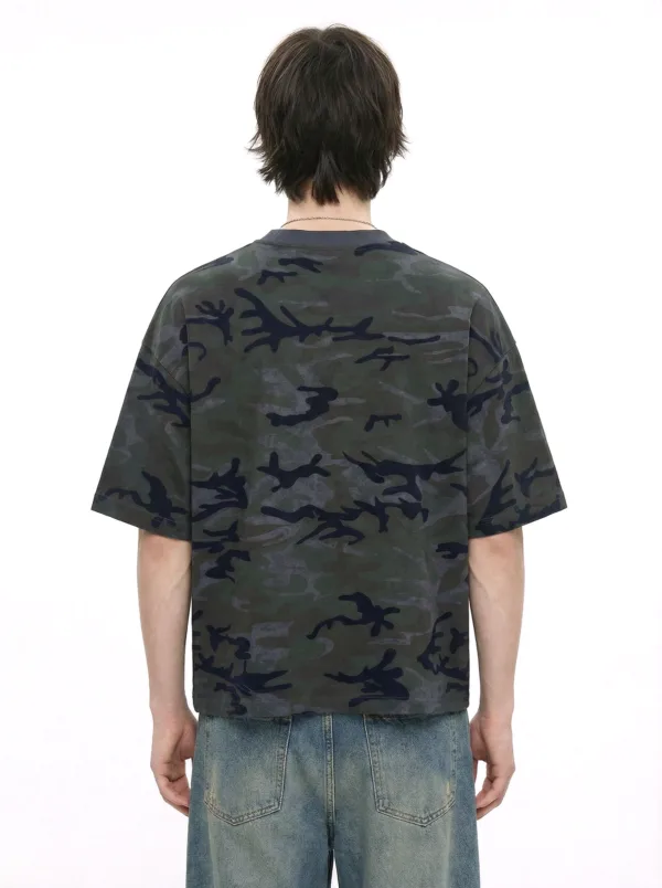 C-S26012 Boxy Vintage Camo Burnout T-Shirt